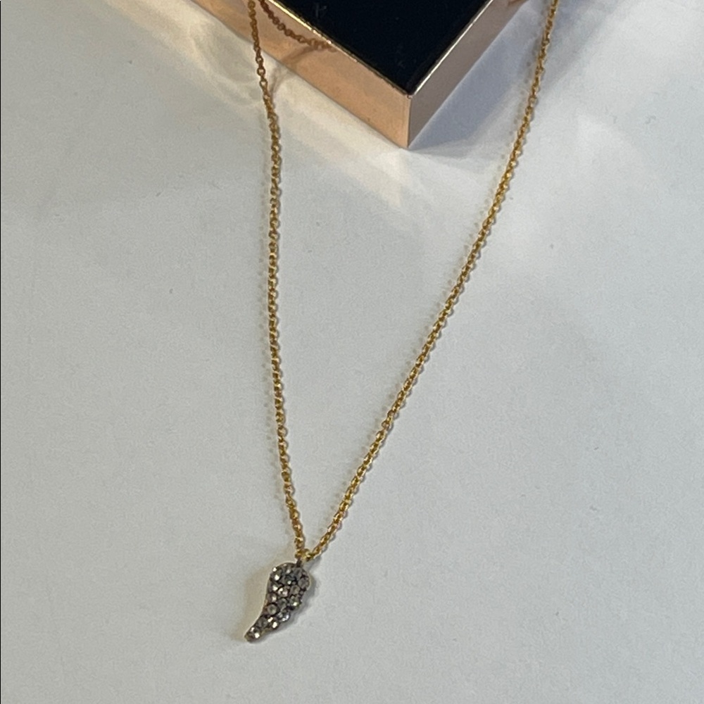 Rivka Friedman Gold/Crystal Angel Wing Pendant Necklace